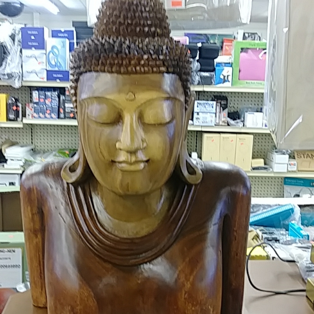 Solid teak hand carved goddess bust